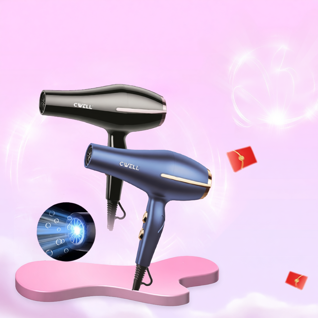 Máy sấy tóc CWell C03HD công suất lớn 1800W-2500W, 6 chế độ sấy kép, ánh sáng xanh bảo vệ tóc