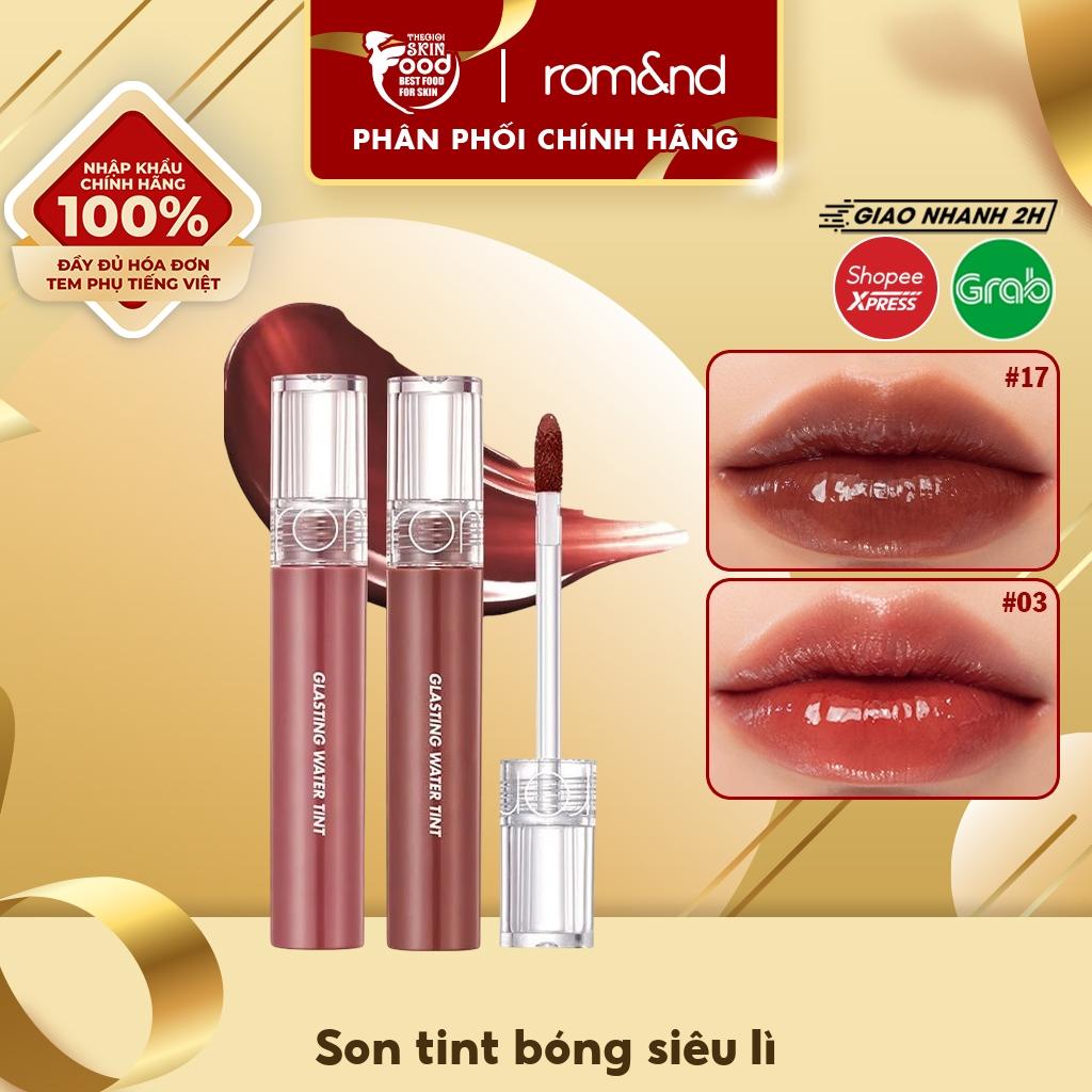 Son tint bóng lì Romand căng mọng môi Hàn Quốc Glasting Water Tint 4g thegoiskinfood