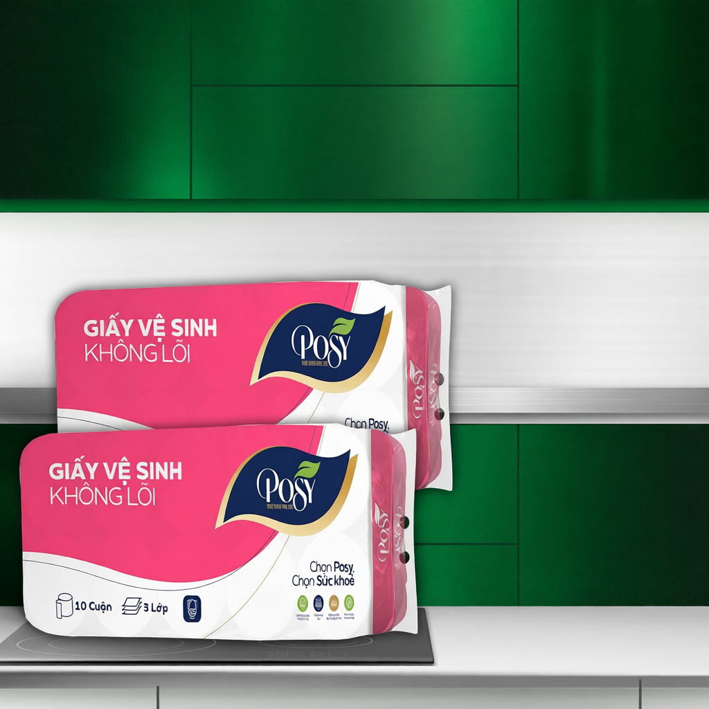 [COMBO GIA ĐÌNH]  - 2 bịch Giấy vệ sinh Posy 10 cuộn 3 lớp không lõi - có lõi mềm dai, DỄ TAN TRONG 