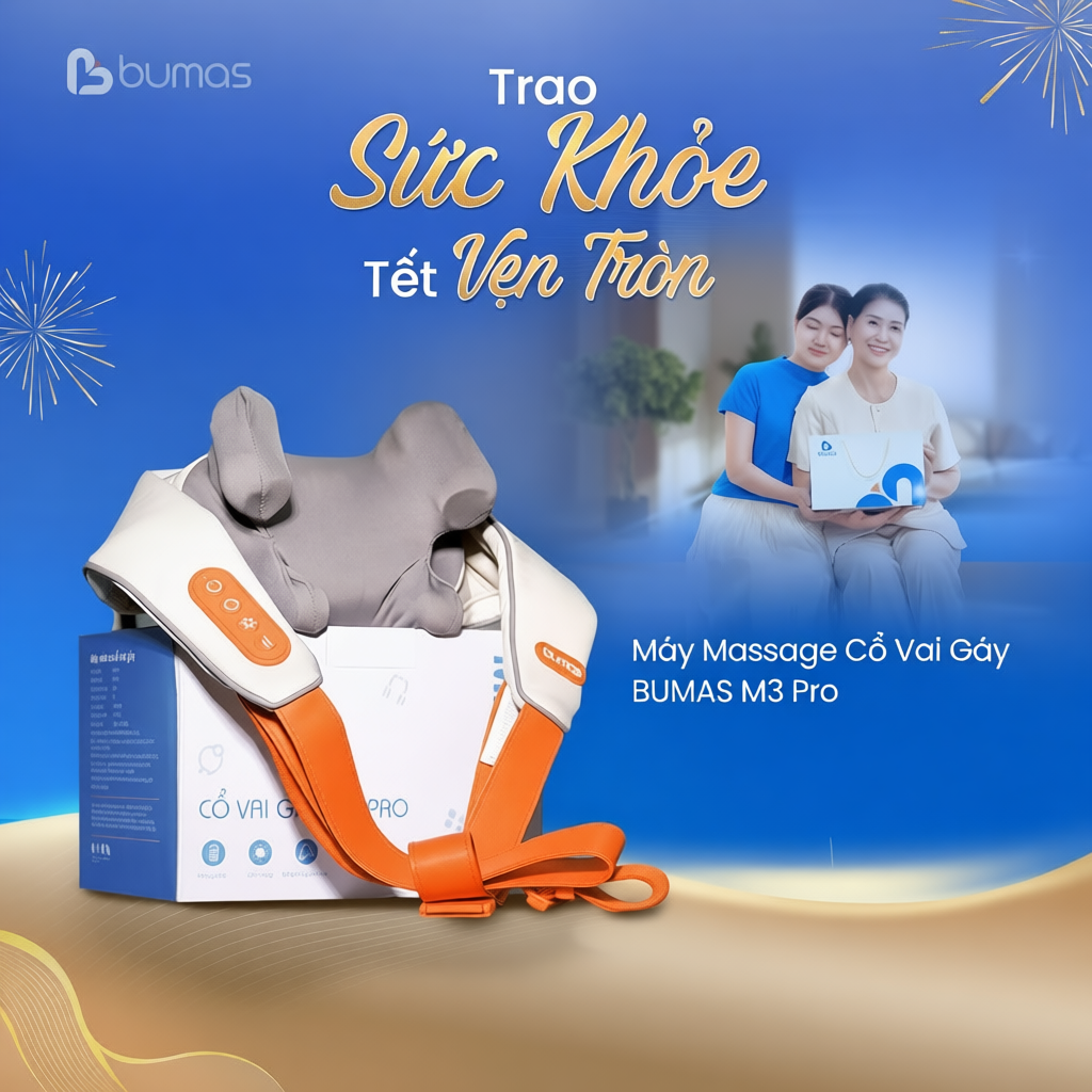 Máy Massage Cổ Vai Gáy BUMAS M3 Pro – Mô Phỏng Massage Bàn Tay Người Với Các Đầu Massage Silicon