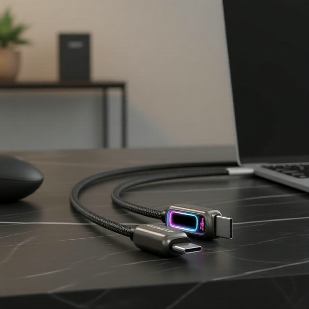 Cáp sạc nhanh Essager 100W Type-C to Type-C, đèn thở RGB động