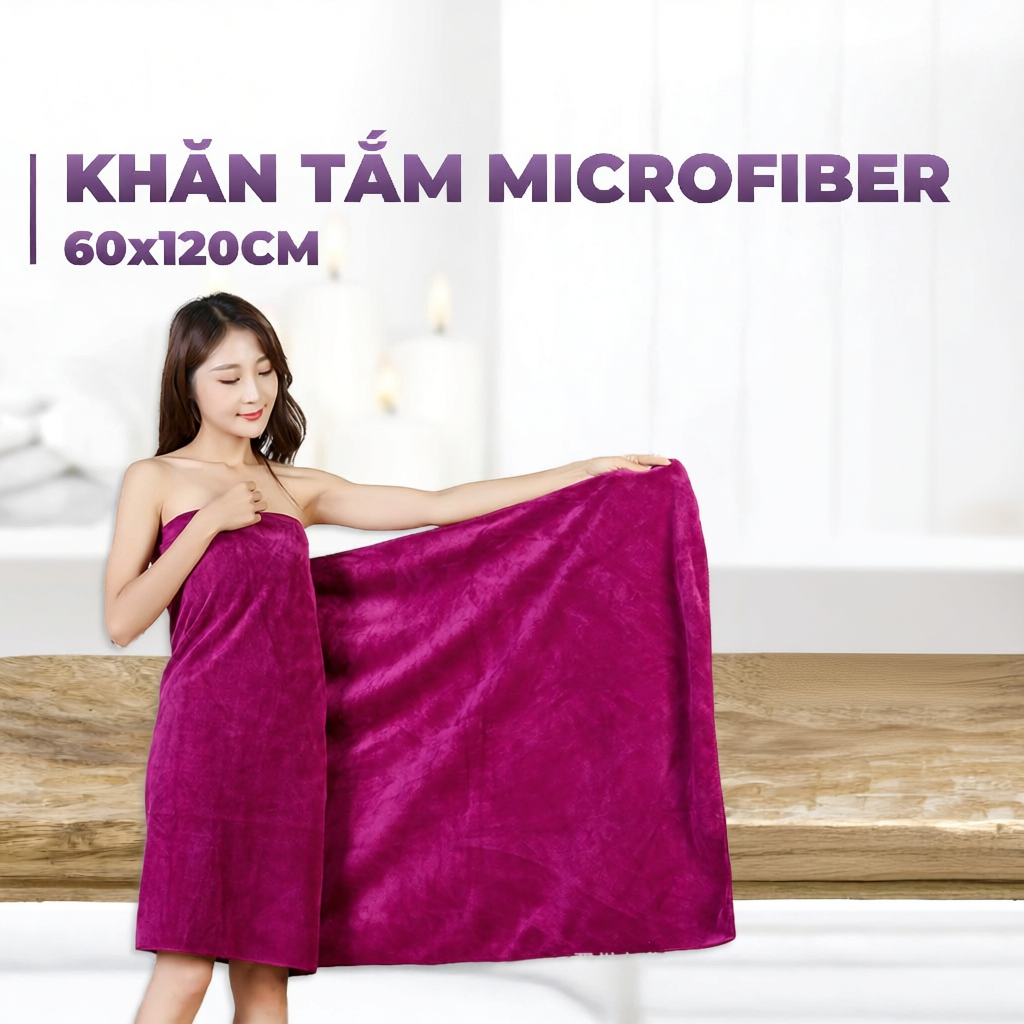 Khăn Tắm Spa 60x120cm LOTUS TOWEL 100% Microfiber Cao Cấp Mềm Mịn Thấm Hút Không Ra Màu
