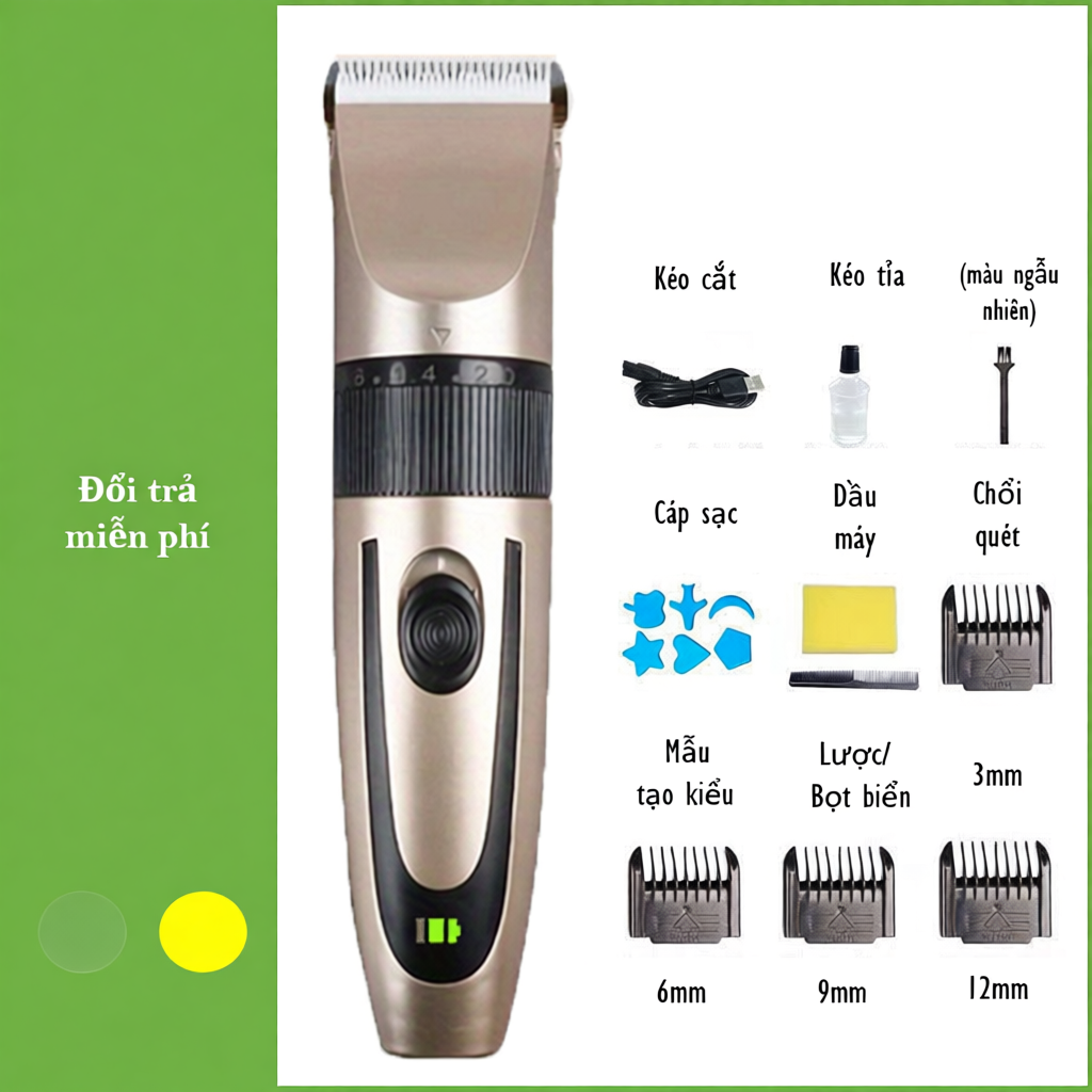 Bộ Tông Đơ Cắt Tóc Cho Bé Cầm Tay Cắm Sạc USB