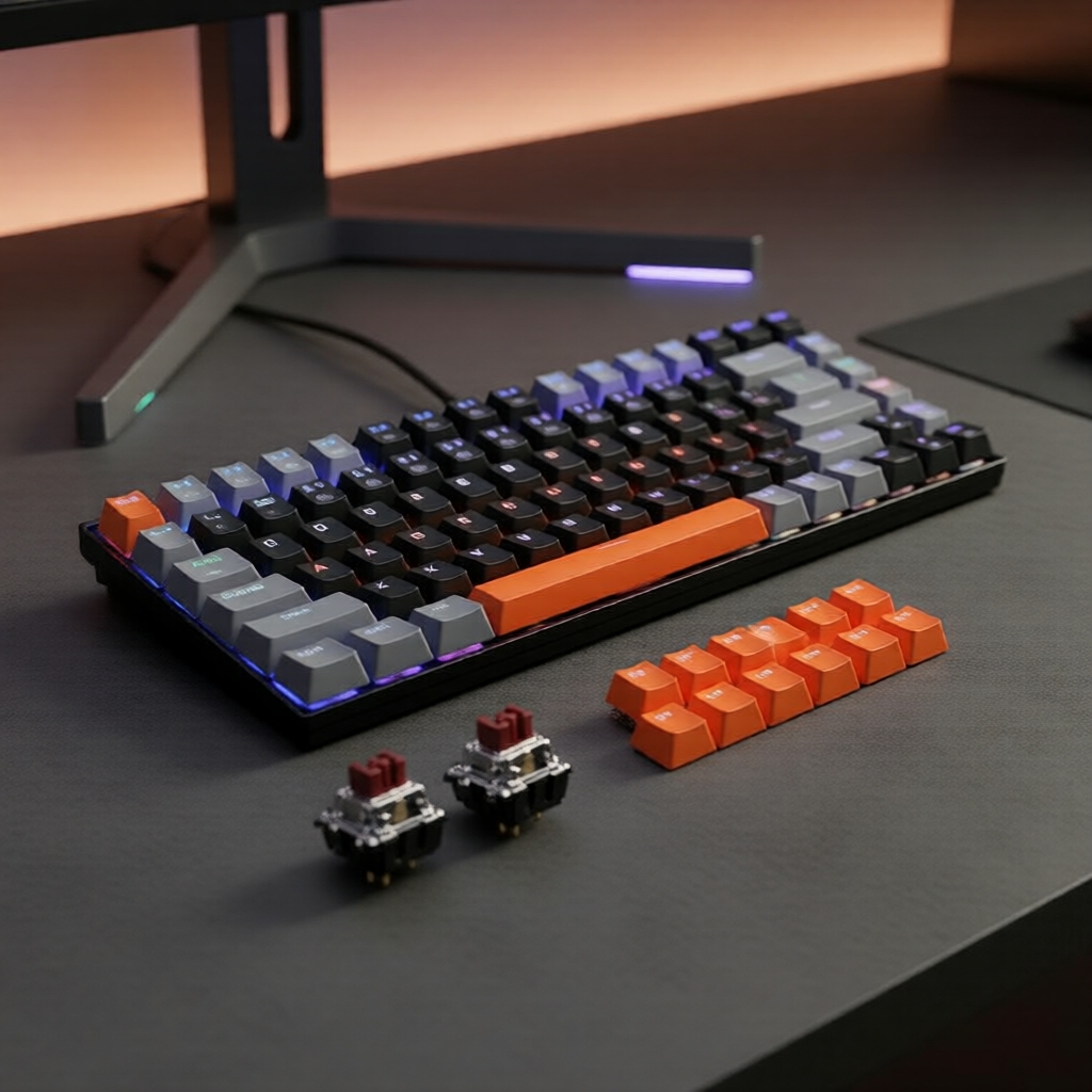 Bàn phím cơ chơi game Machenike K500 B84 84 phím, hotswap, đèn nền RGB