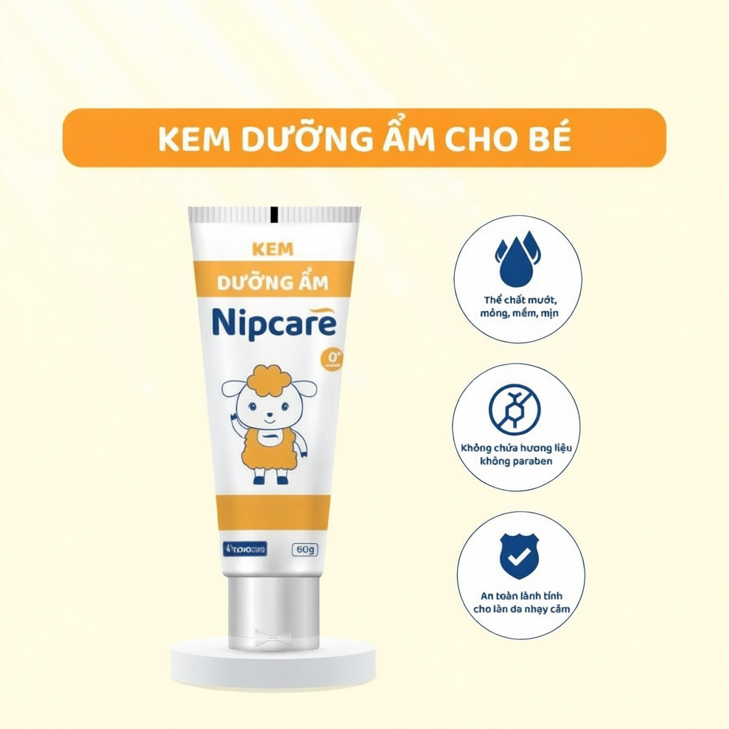 Kem dưỡng ẩm Nipcare Novocare 60g, 100g - dưỡng ẩm cho da khô, làm mềm và dịu da cho bé