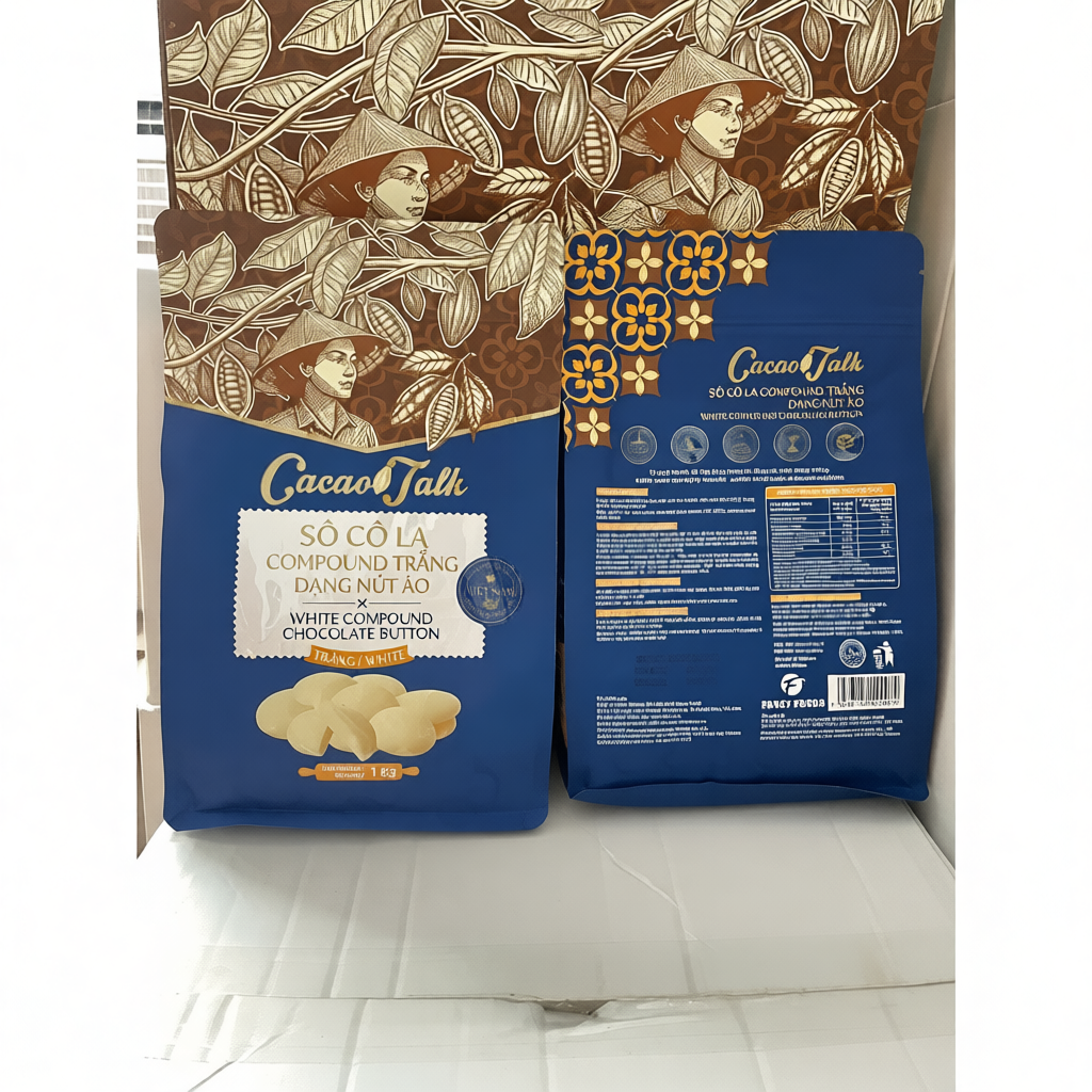 Socola Trắng Compound Dạng Hạt Nút Cacao Talk (Túi 1kg)