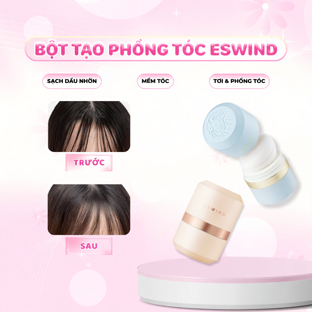 ESWIND Phấn Phủ Gội Khô Làm Sạch Chống Bết Tóc Bồng Bềnh Mềm Mượt Tiện Lợi 10g