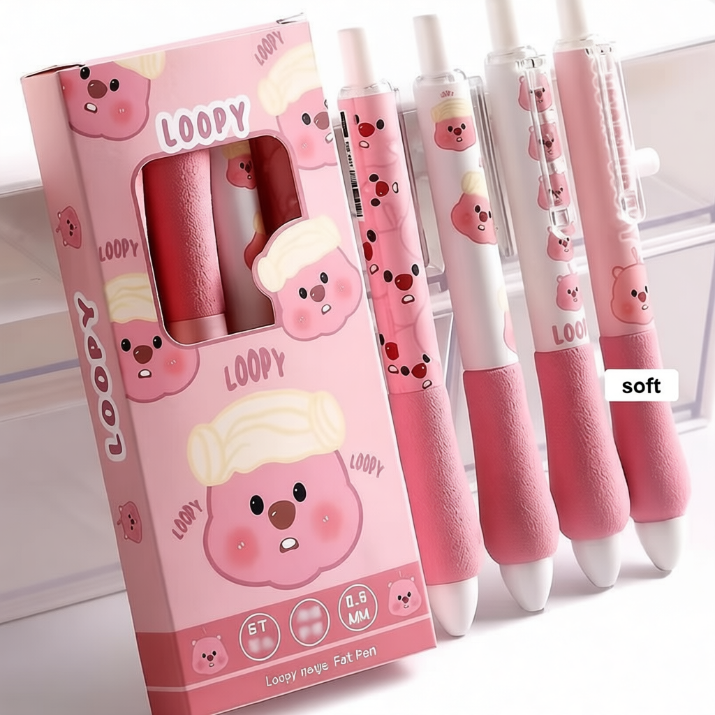Sweetybox bút bi LOPPY LOOPY Đệm Tay mực nước màu đen bút bi thần tượng HỘP GIẤY