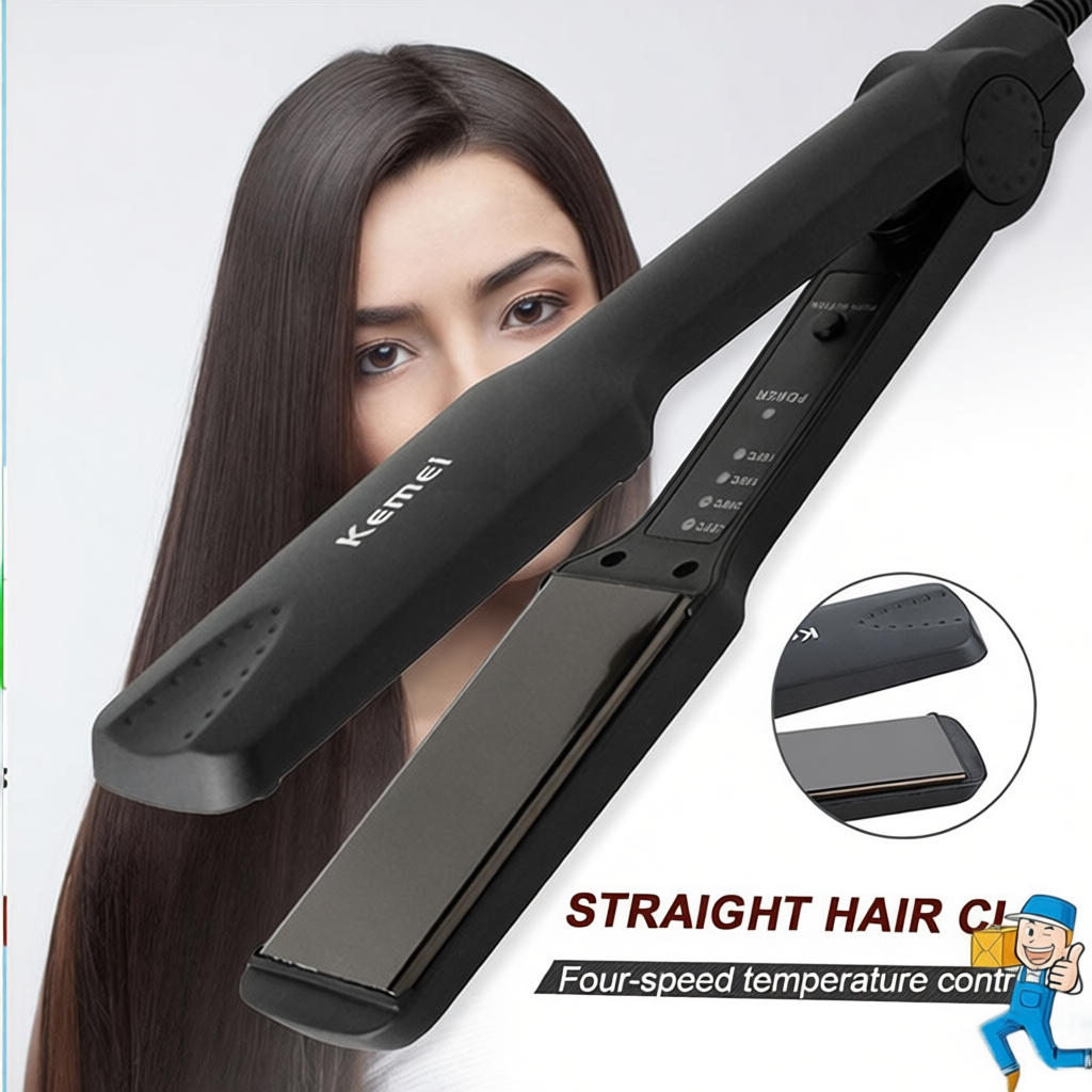 [Chính Hãng] Máy Duỗi Thẳng Tóc Kemei Phủ Gốm Caremic 4 Mức Nhiệt, Bảo Vệ Tóc Không Gây Hư Tổn