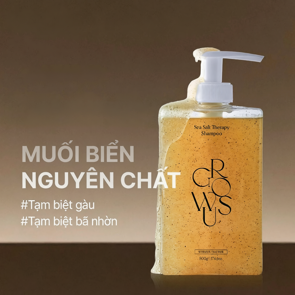[GROWUS Chính hãng] Dầu gội muối biển hỗ trợ làm sạch gàu, bã nhờn, da đầu thông thoáng, tóc tơi GRO