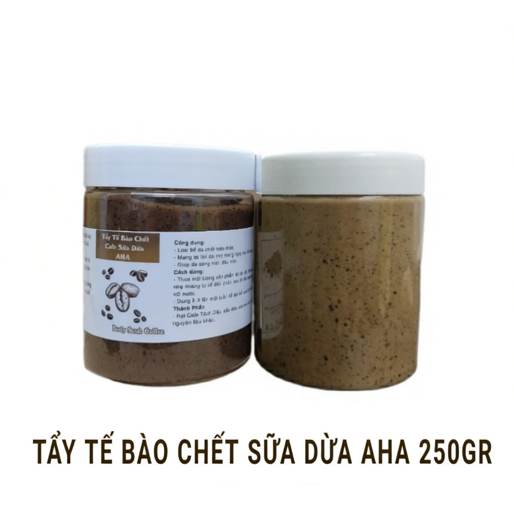TẨY TẾ BÀO CHẾT BODY CÀ PHÊ CAFE SỮA DỪA AHA HŨ 250GR