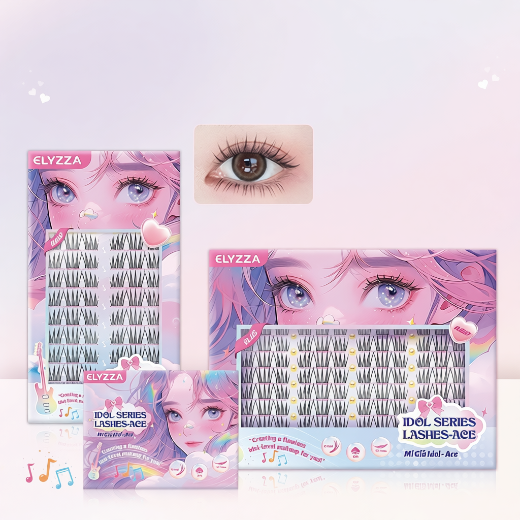 Mi Giả Idol Kpop ELYZZA 10-12mm Mi Cụm Dễ Dán,  Sợi Mi Siêu Mảnh, Tái Sử Dụng, Mắt To Tự Nhiên