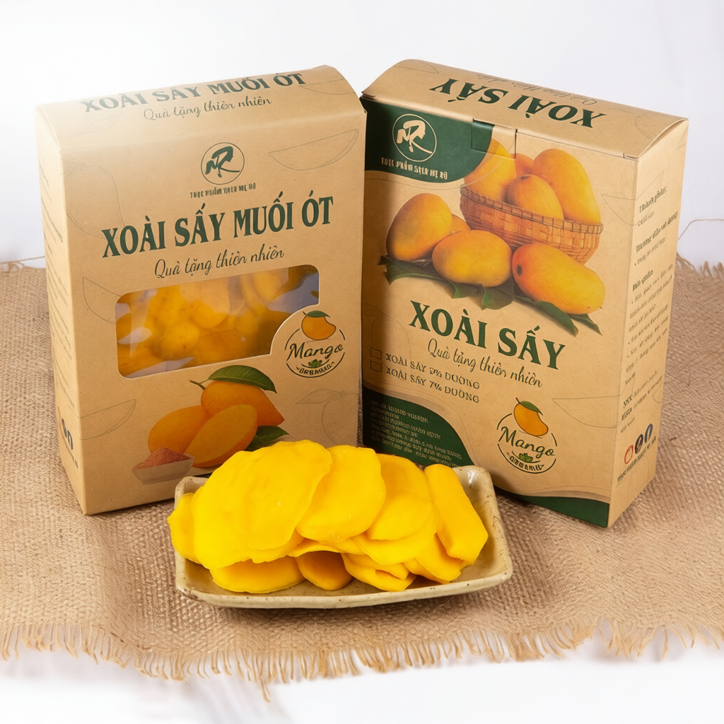 Xoài sấy dẻo Mẹ Rô 1kg - Combo 2 vị, không chất bảo quản, giữ nguyên hương vị tự nhiên