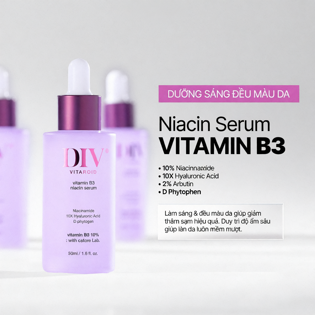 Serum DIV Vitamin B3 Hỗ Trợ Dưỡng Sáng Làm Đều Màu Da Với 10% Niacinamide 50ml [m]