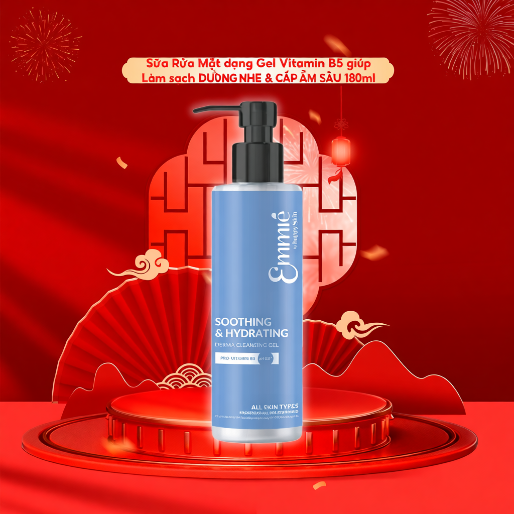 Sữa Rửa Mặt dạng Gel Vitamin B5 Làm sạch Dịu Nhẹ Và Cấp Ẩm Sâu Emmie Soothing & Hydrating Derma Clea