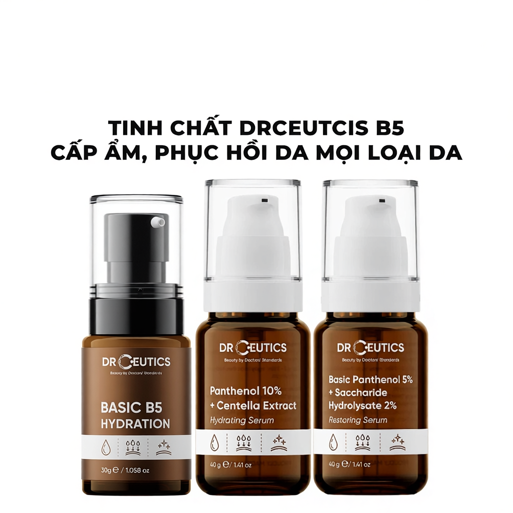 DrCeutics Tinh Chất Serum (Basic B5 / B5 10% + HA) 30/40/100g Cấp Ẩm, Phục Hồi Cho Da Dầu Mụn