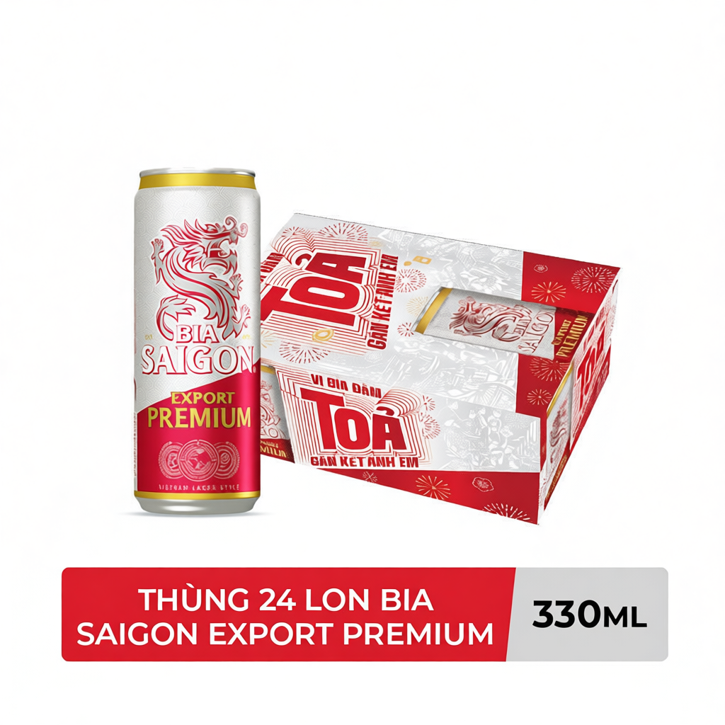 Nồng Độ Cồn 4.8% - Thùng 24 Lon Bia Sài Gòn Export Premium 330ml