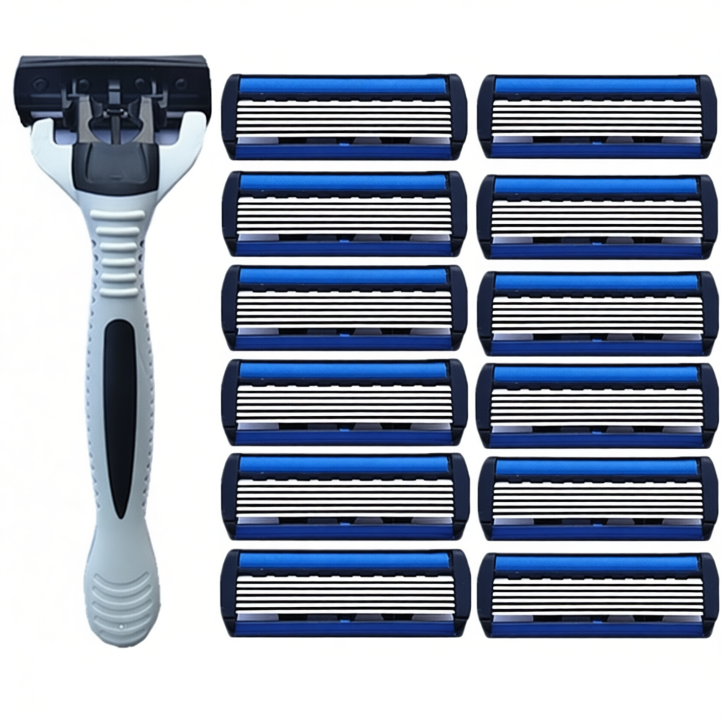 1 Máy Cạo Râu 12 Lưỡi Chổi Nhập Khẩu 6 Lớp Lưỡi Dao Cạo Râu - Dao Cạo Râu Thủ Công