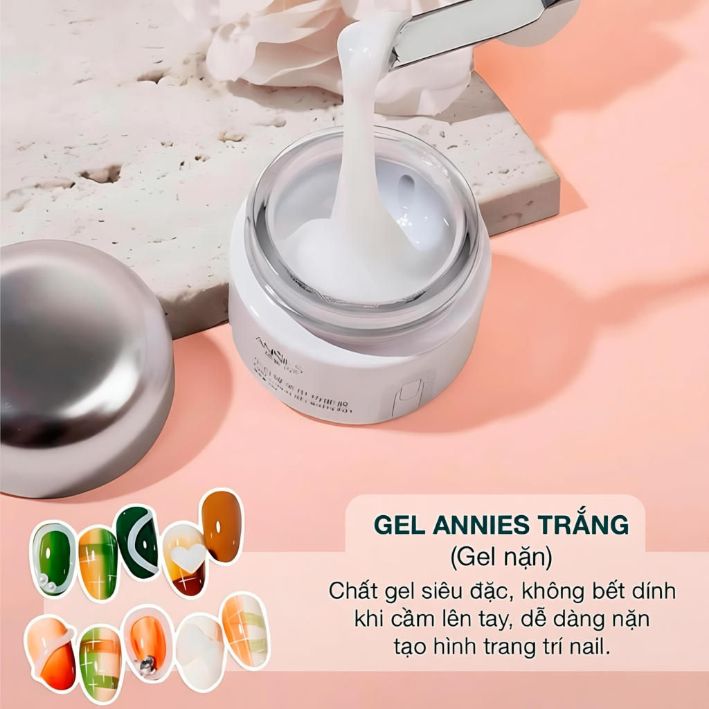 Gel nặn Annies không bết dính 20g - Nail định hình đa năng màu trắng, trong suốt trang trí móng - Na