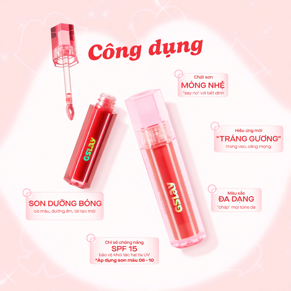 Son Dưỡng Bóng Có Màu Thuần Chay GSLAY YOSO Lip Serum dưỡng ẩm, tái tạo môi 1ml