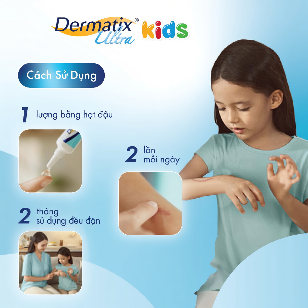 Gel làm mờ sẹo và làm phẳng sẹo lồi, sẹo thâm cho bé Dermatix Ultra Kids 5g