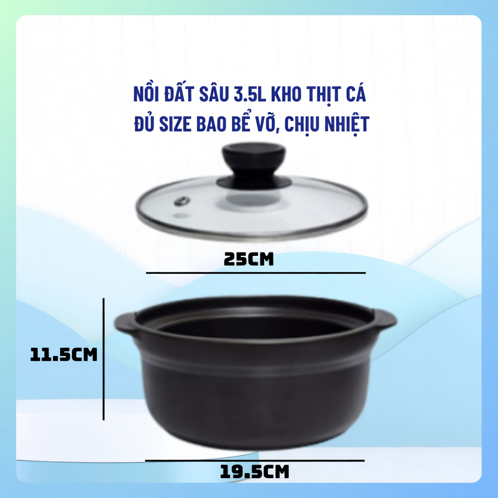 Nồi Đất Sứ Tráng Men Chống Dính, Đa Dạng Kích Thước, Dùng Được Trên Nhiều Loại Bếp