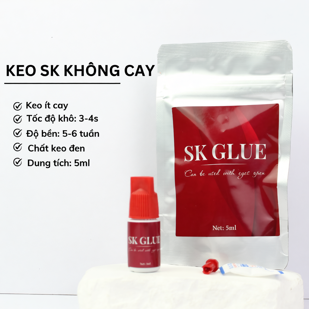 Keo nối mi không cay SK Glue (5ml) khô chậm dễ sử dụng