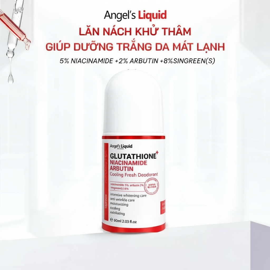 Lăn Nách Khử Thâm, Dưỡng Trắng Mát Lạnh Angel's Liquid Glutathione+Niacinamide Arbutin Cooling Fresh