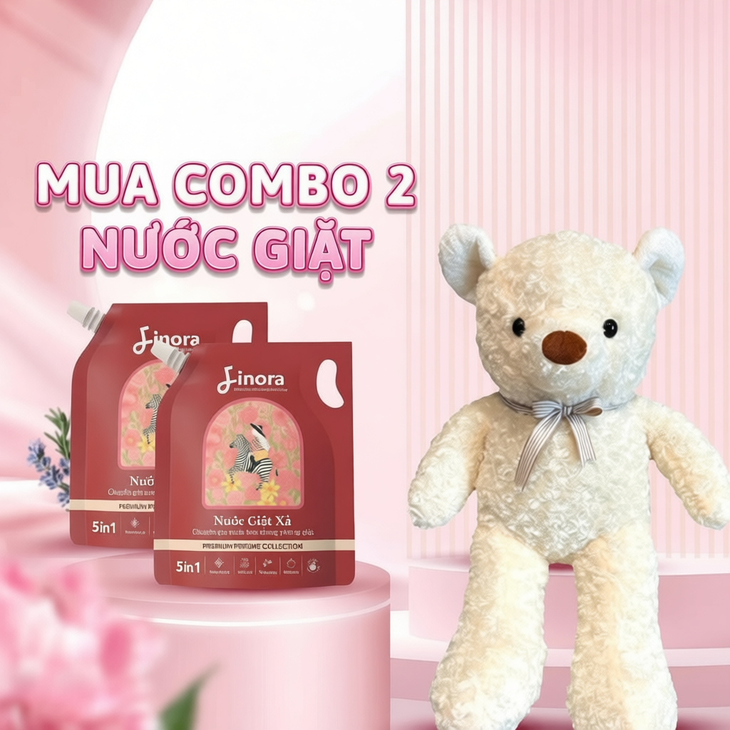 Combo 2 Túi Nước Giặt Xả Finora Hương Nước Hoa 1kg