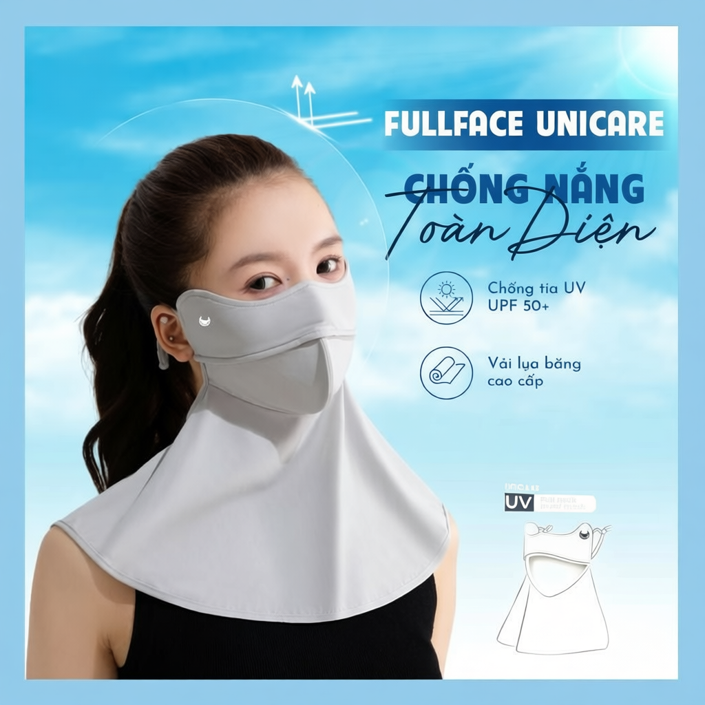 Khẩu trang chống tia UV che kín cổ Unicare Full Neck Proof Mask