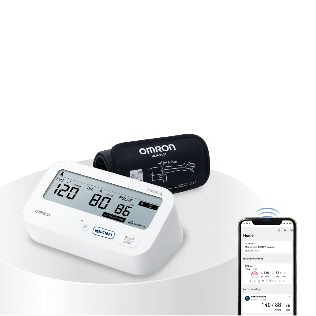 (Kèm Adapter) Máy Đo Huyết Áp OMRON HEM-7156T-A Chính Hãng - Kết Nối Điện Thoại - IntelliSense