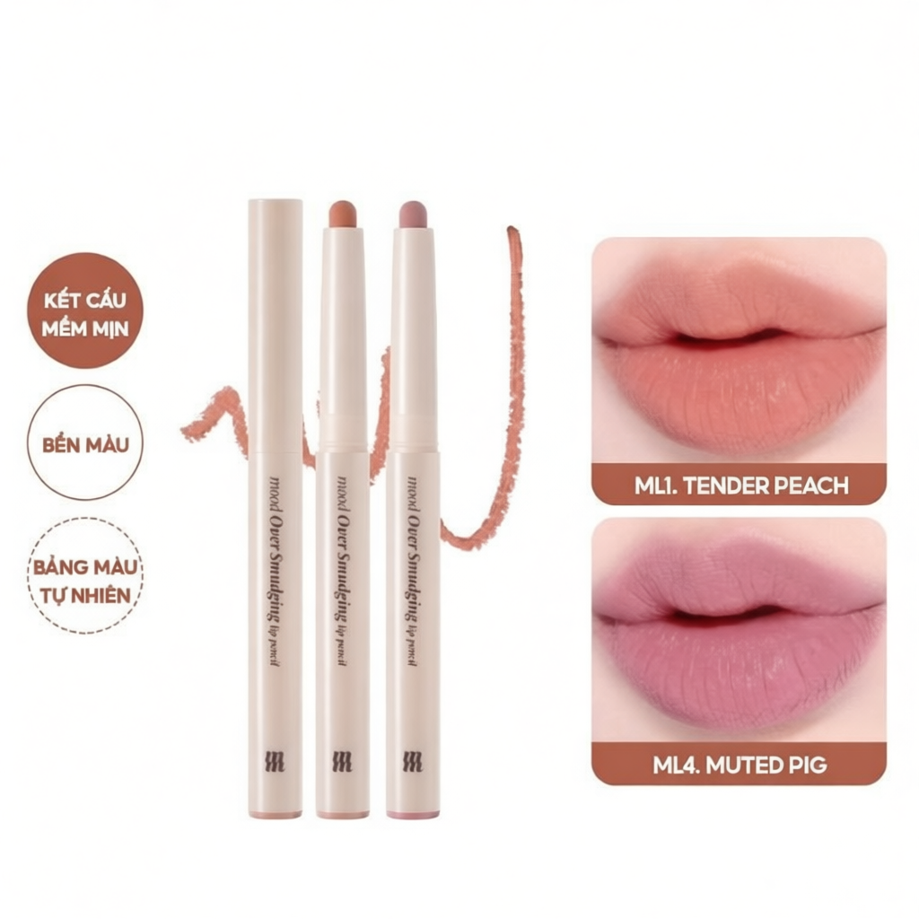 Chì Kẻ Viền Môi Merzy Mood Over Smudging Lip Pencil 0.9g