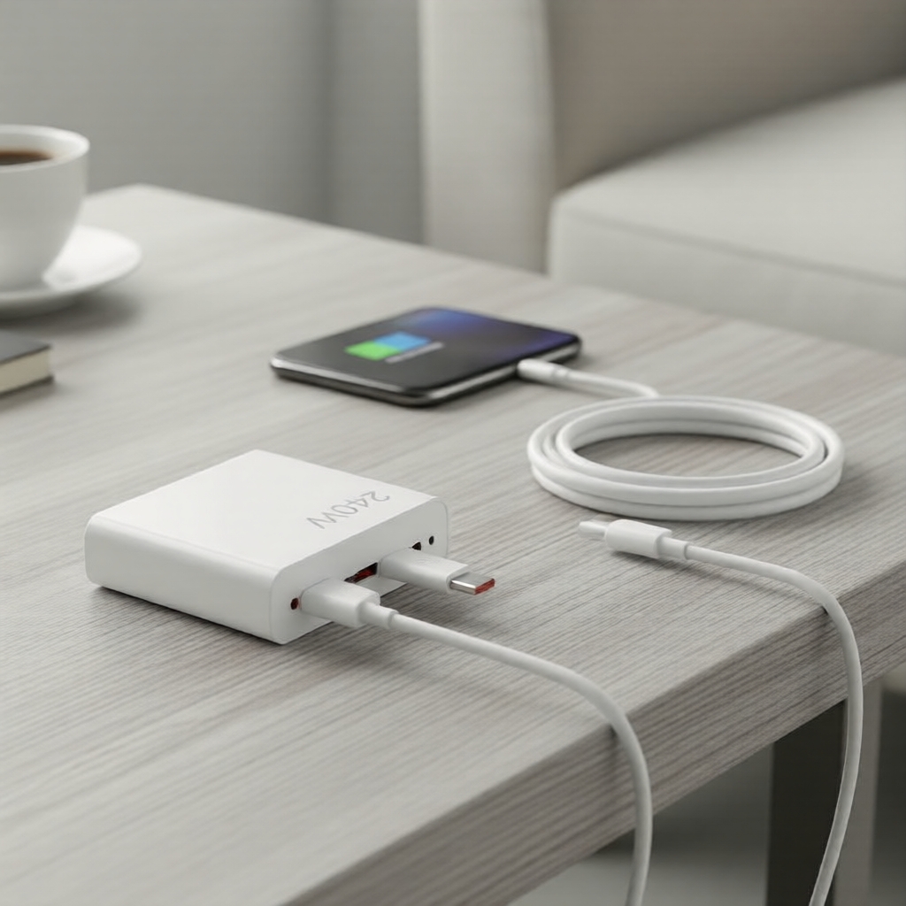 Bộ sạc nhanh 240W: Cáp USB Type-C 6A và củ sạc tường cho điện thoại di động