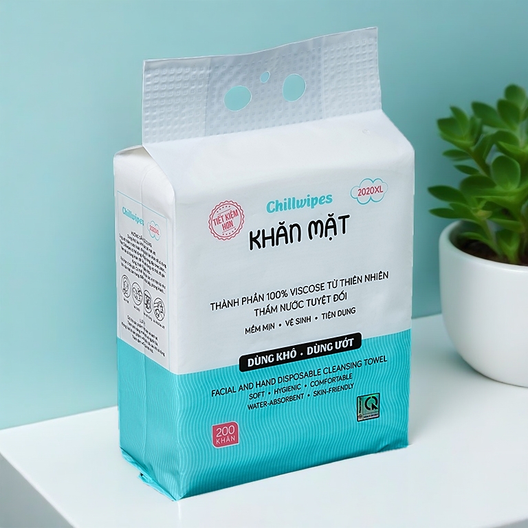 Khăn mặt khô Chillwipes dùng 1 lần lau khô, lau ướt - Giấy lau mặt dùng một lần