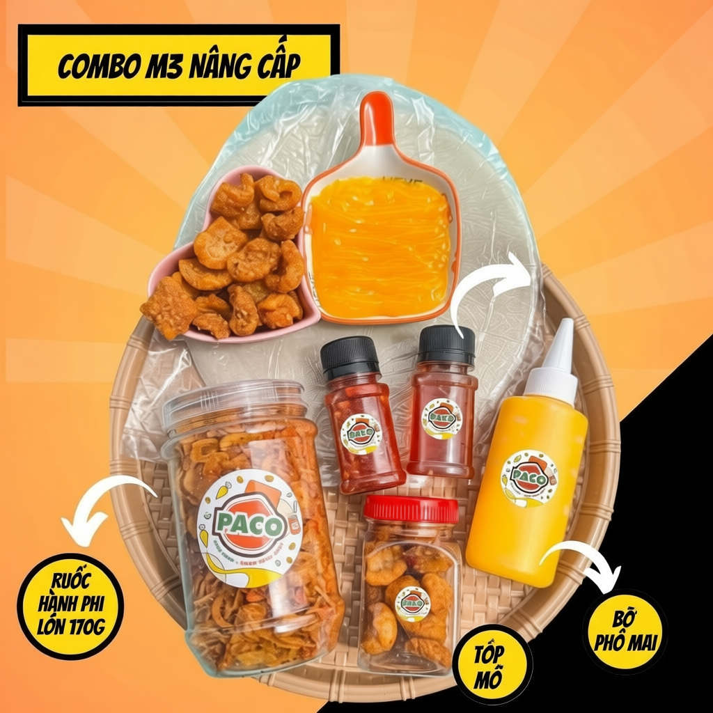 Combo Bánh Tráng Phơi Sương PACO FOOD Đầy Đủ Topping Tự Chọn