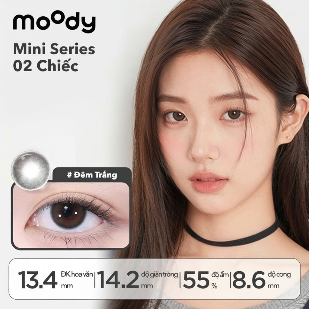 Set 2 chiếc kính áp tròng Moody 14.2mm Nâu Sa Mạc lens 1 ngày thuộc bộ sưu tập Teenage Daydream Mini
