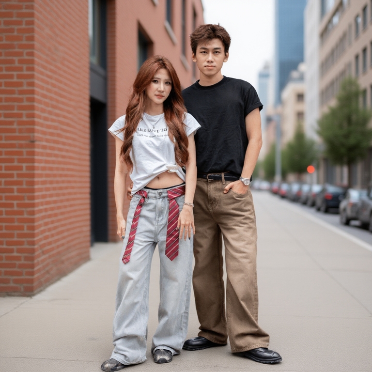 Quần Jean Ống Suông Rộng IDYLLIC Unisex Nam Nữ Thời Trang Che Khuyết Điểm Phong Cách Hàn Quốc