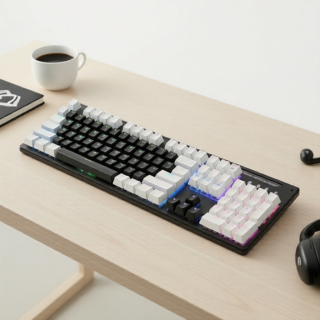 Bộ Keycap PBT 104/61 Phím Hai Màu Đen Trắng Tối Giản cho Cherry/Gateron MX - Chỉ Bộ Keycap