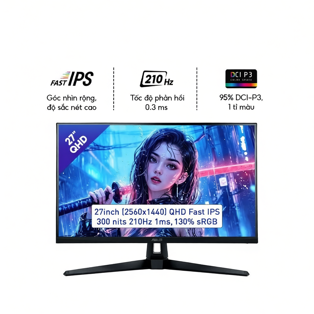 Màn hình Asus TUF Gaming VG27AQ5A 27" (QHD (2K) 2560 x 1440/ Fast IPS/ 210Hz/ 1 ms)