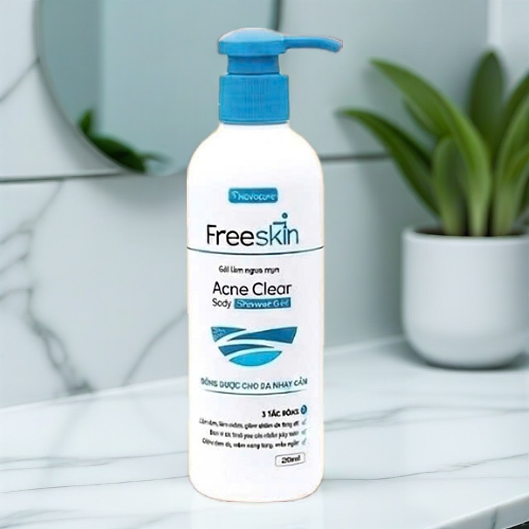 Combo Xịt Mụn Lưng Freeskin Kèm Gel Tắm Giảm Mụn Cơ thể, Sáng Da Cải Thiện Thâm Sau Mụn Và Viêm Nang Lông Shop Hello Sun