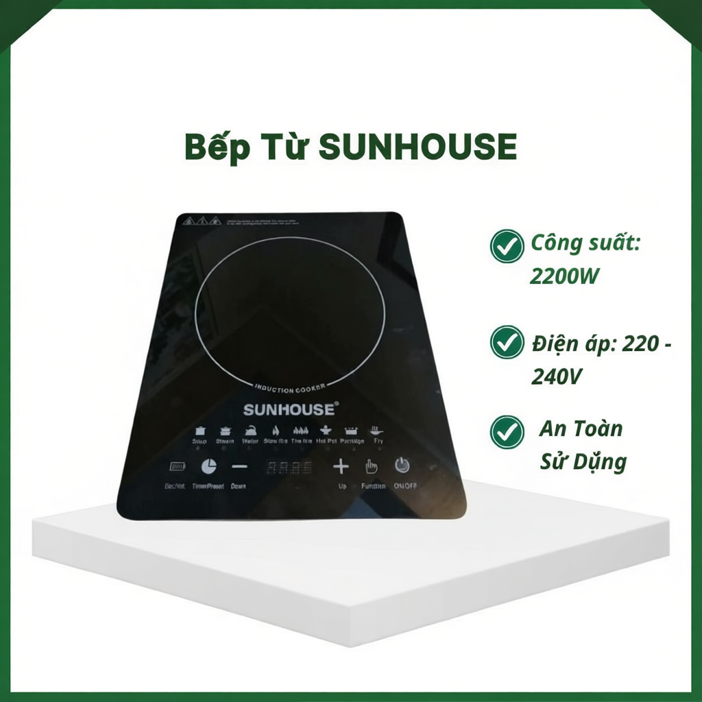 Bếp Từ SUNHOUSE Thế hệ mới SHD6011 Bảo Hành 12 Tháng, Bếp Từ Đơn Công suất 2200W Điều khiển cảm ứng,