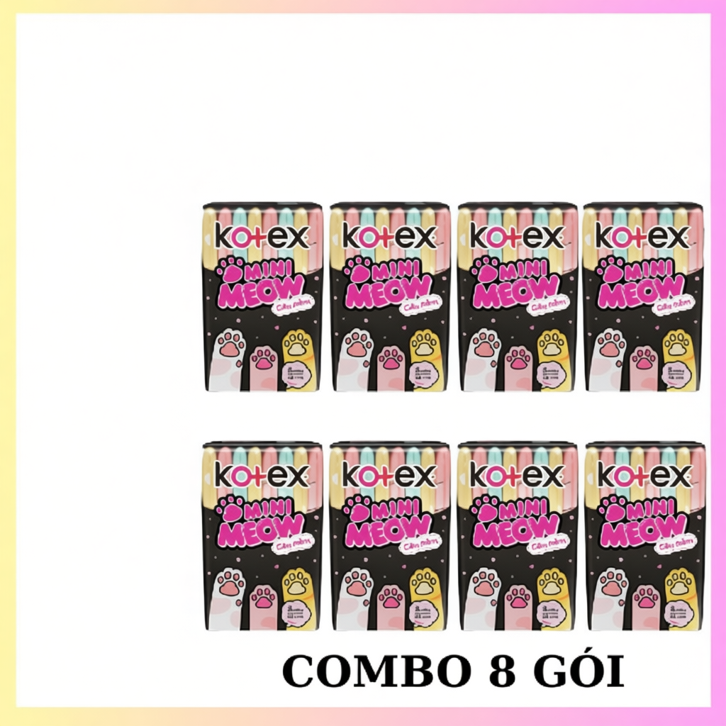 [Lốc 8 gói] Băng vệ sinh Kotex MiniMeow-gói 8 miếng