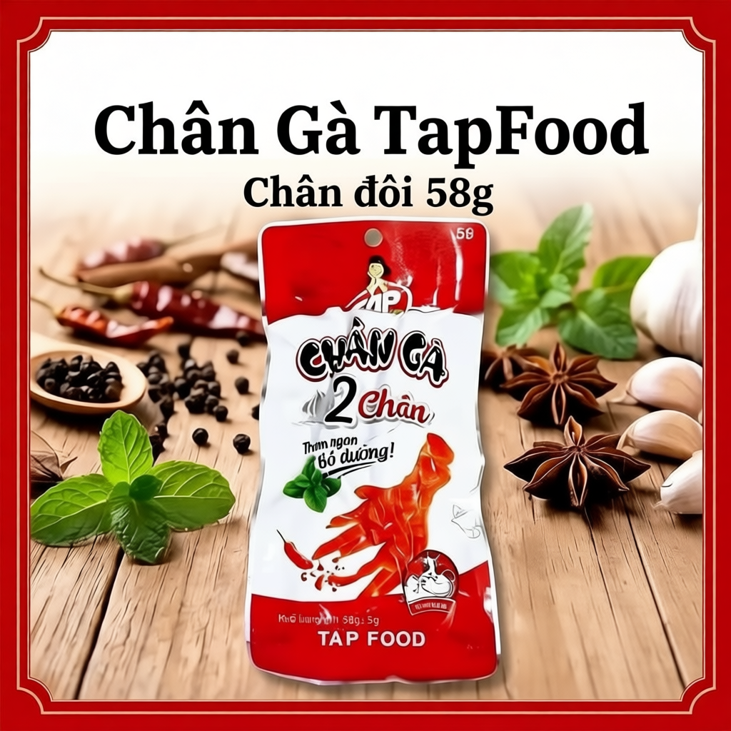 Chân Gà TapFood Loại Chân Đôi (58g) Thơm Ngon, Giòn chuẩn vị