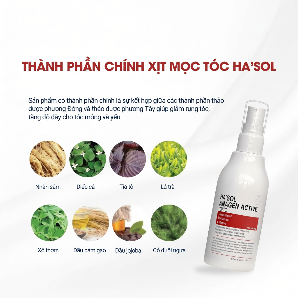 Xịt Kích Mọc Tóc Dưỡng Da Đầu Nuôi Dưỡng Nang Tóc Chắc Khỏe Hasol Anagen Active Tonic 100ml