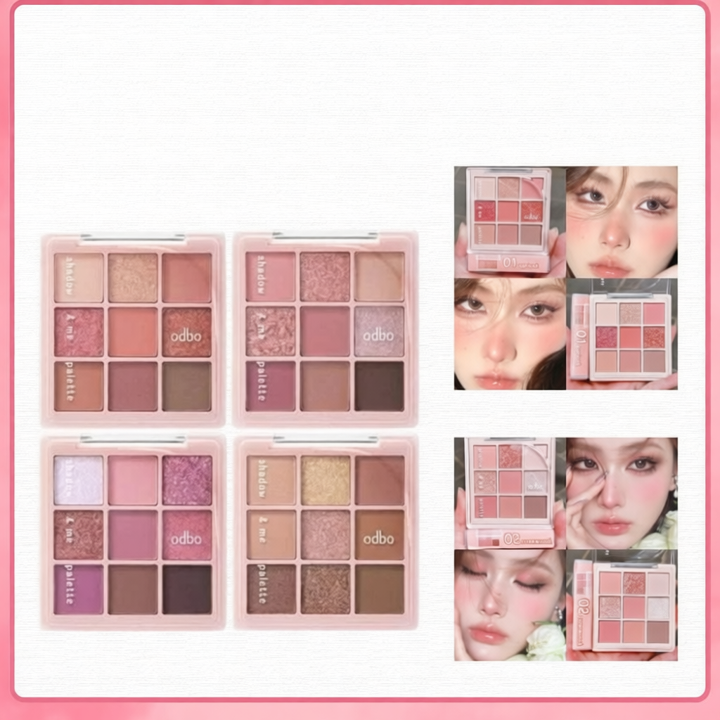 Bảng Phấn Mắt Odbo 9 Ô Shadow Me Vỏ Hồng Palette Odbo Cosmetics