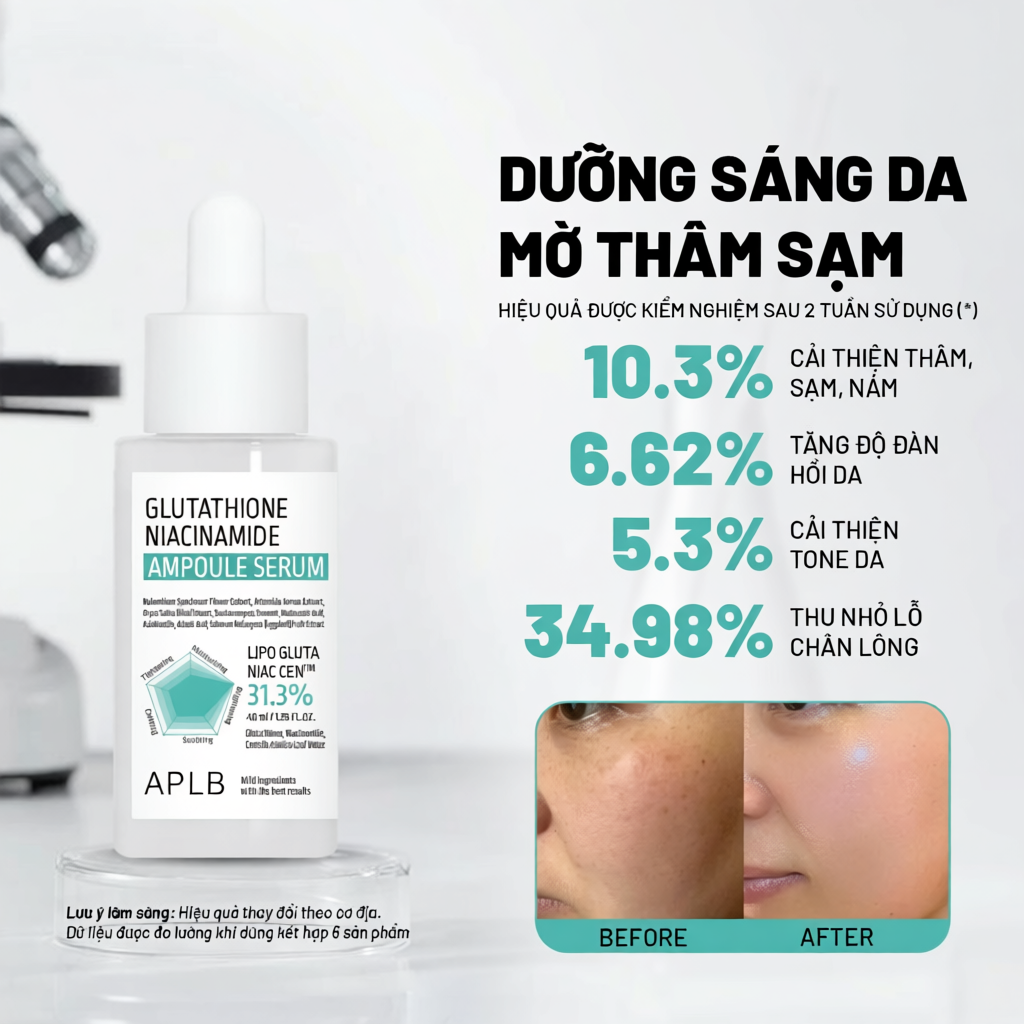 erum Dưỡng Trắng Da Cao Cấp APLB Glutathione Niacinamide Ampoule
