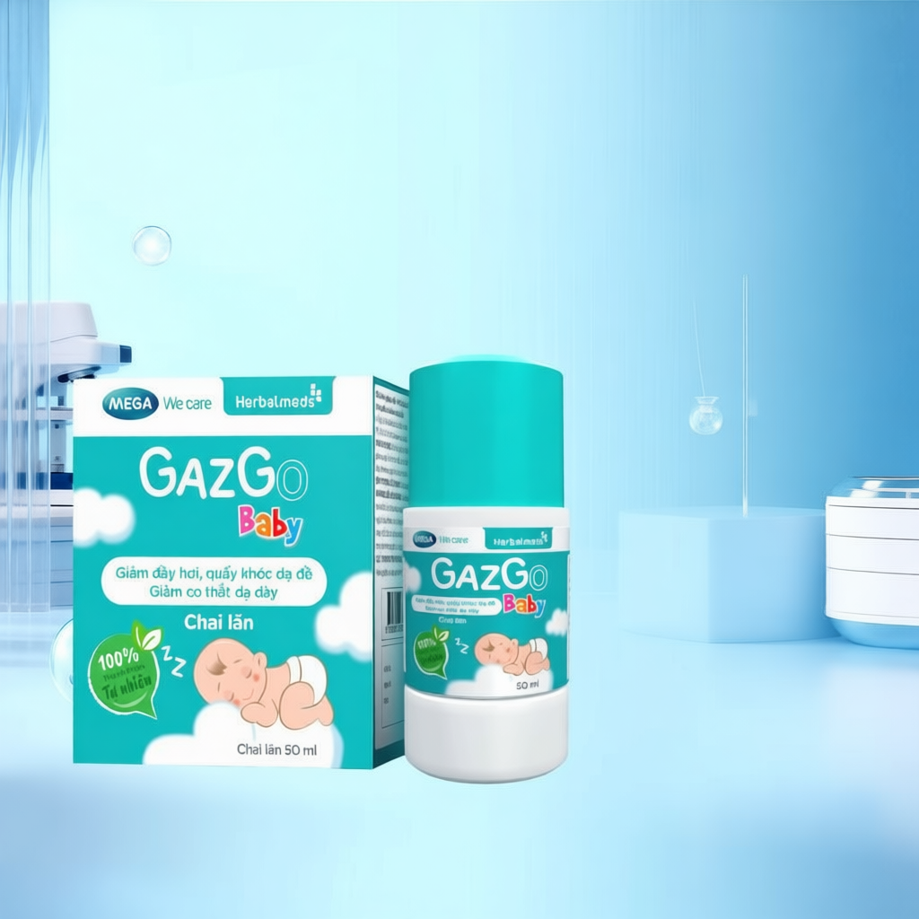 Chai lăn giúp giảm đầy hơi, quấy khóc dạ đề cho trẻ sơ sinh Mega We Care Gazgo Baby (50ml)
