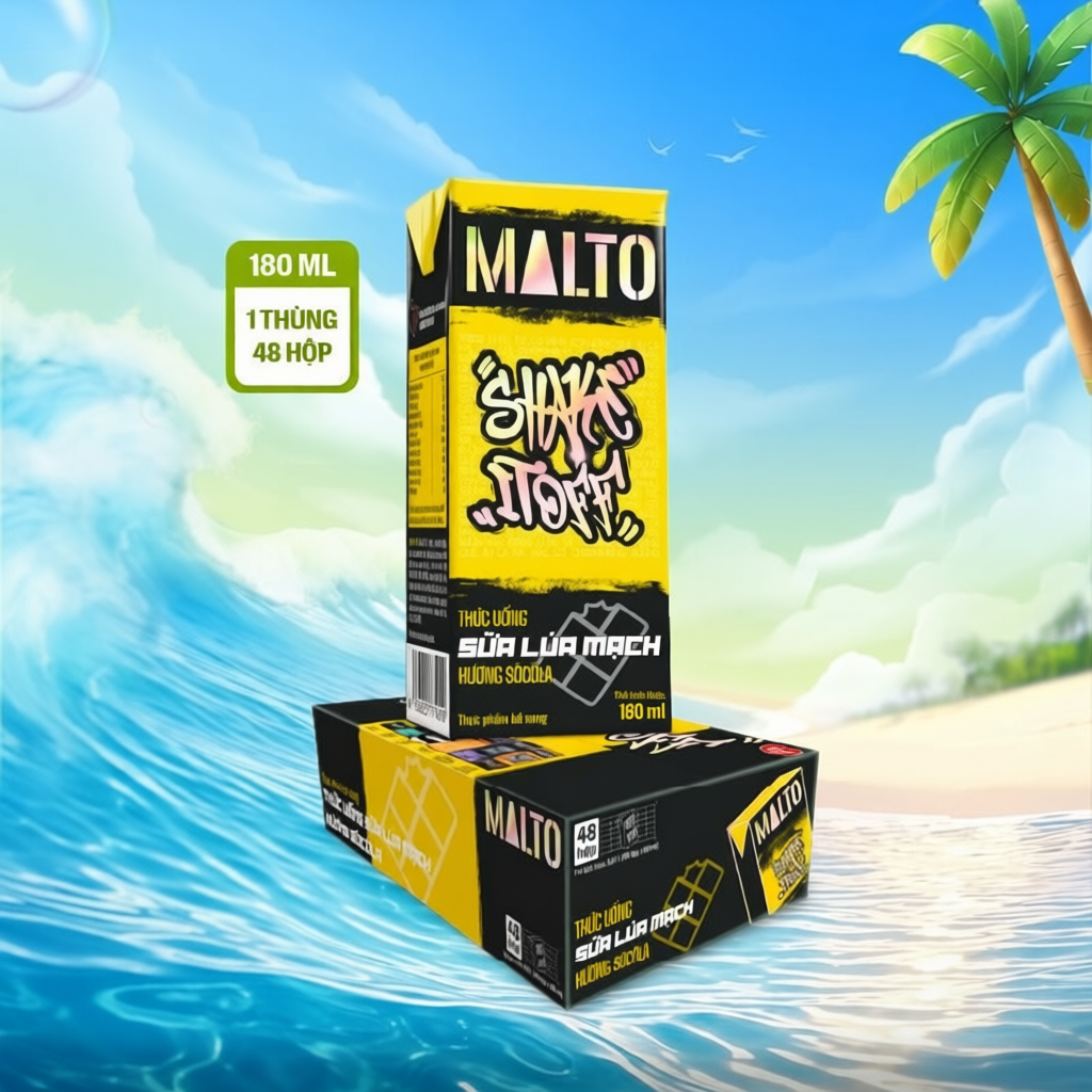 Sữa lúa mạch MALTO Shake It Off hương sôcôla thùng 48 hộp x 180ml