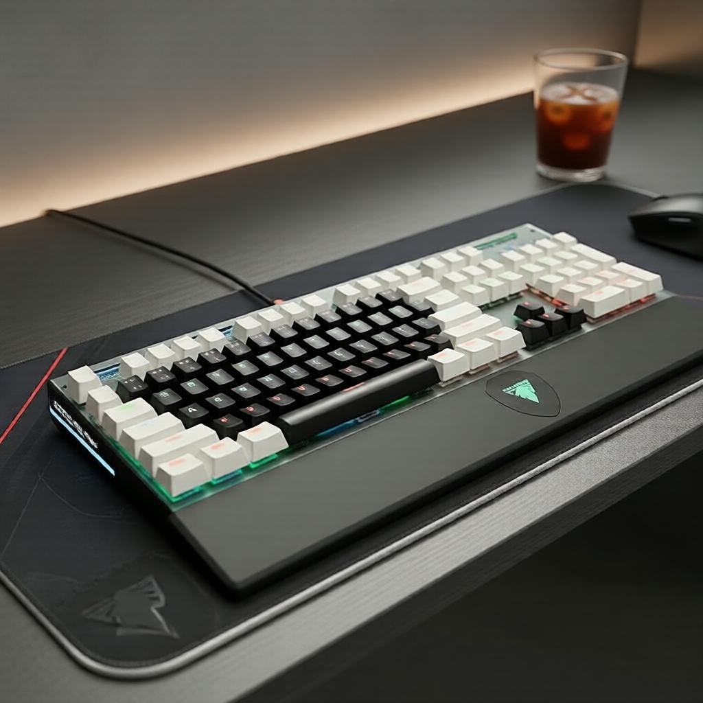 Bộ Keycap PBT Đen Trắng Tối Giản, 61/104 Phím, Thiết Kế Hai Tông - Cherry/Gateron MX