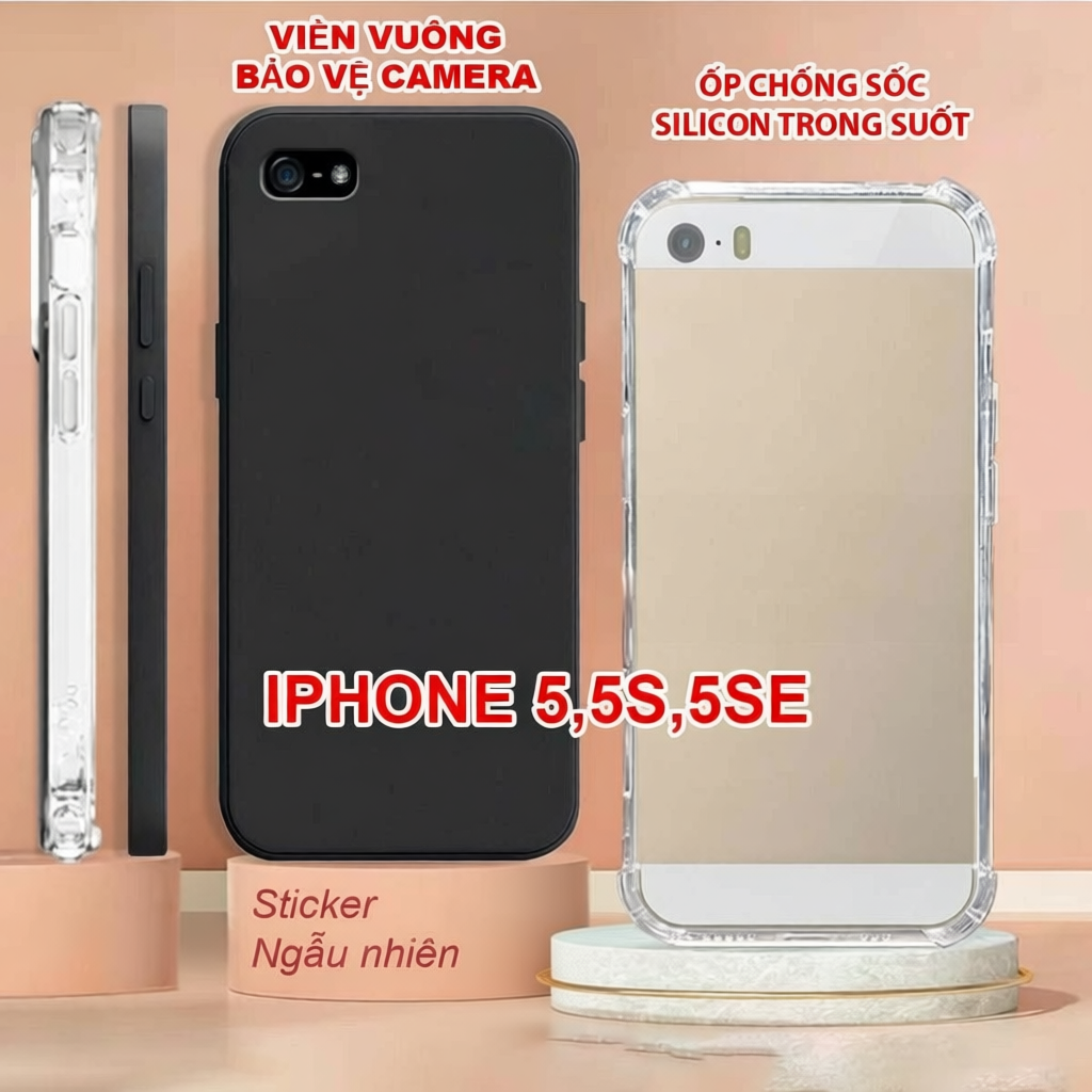 Ốp IPhone 5 / 5S / 5SE / SE 2016 TPU dẻo, chống sốc trong suốt silicon bảo vệ camera